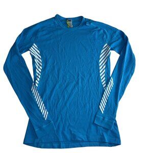 Helly Hansen Shirt, Long Sleeve Blue White Stripe Base Layer Top Women's L LIFA